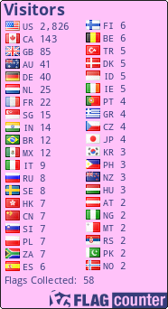 http://s04.flagcounter.com/count/YkC/bg_FFC2F9/txt_363D7A/border_000000/columns_2/maxflags_40/viewers_0/labels_1/pageviews_0/flags_1/